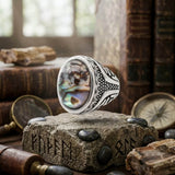 Vintage Textured Gemstone Stainless Steel Ring