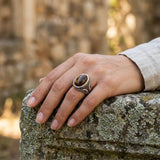 Vintage Textured Gemstone Stainless Steel Ring | Gthic.com