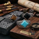 Vintage Textured Square Gem Stainless Steel Ring | Gthic.com