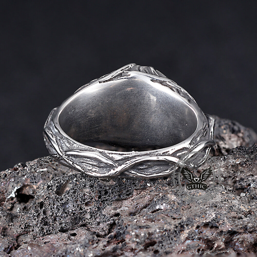 Vintage Textured Tree Stump Stainless Steel Ring