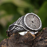 Vintage Textured Tree Stump Stainless Steel Ring