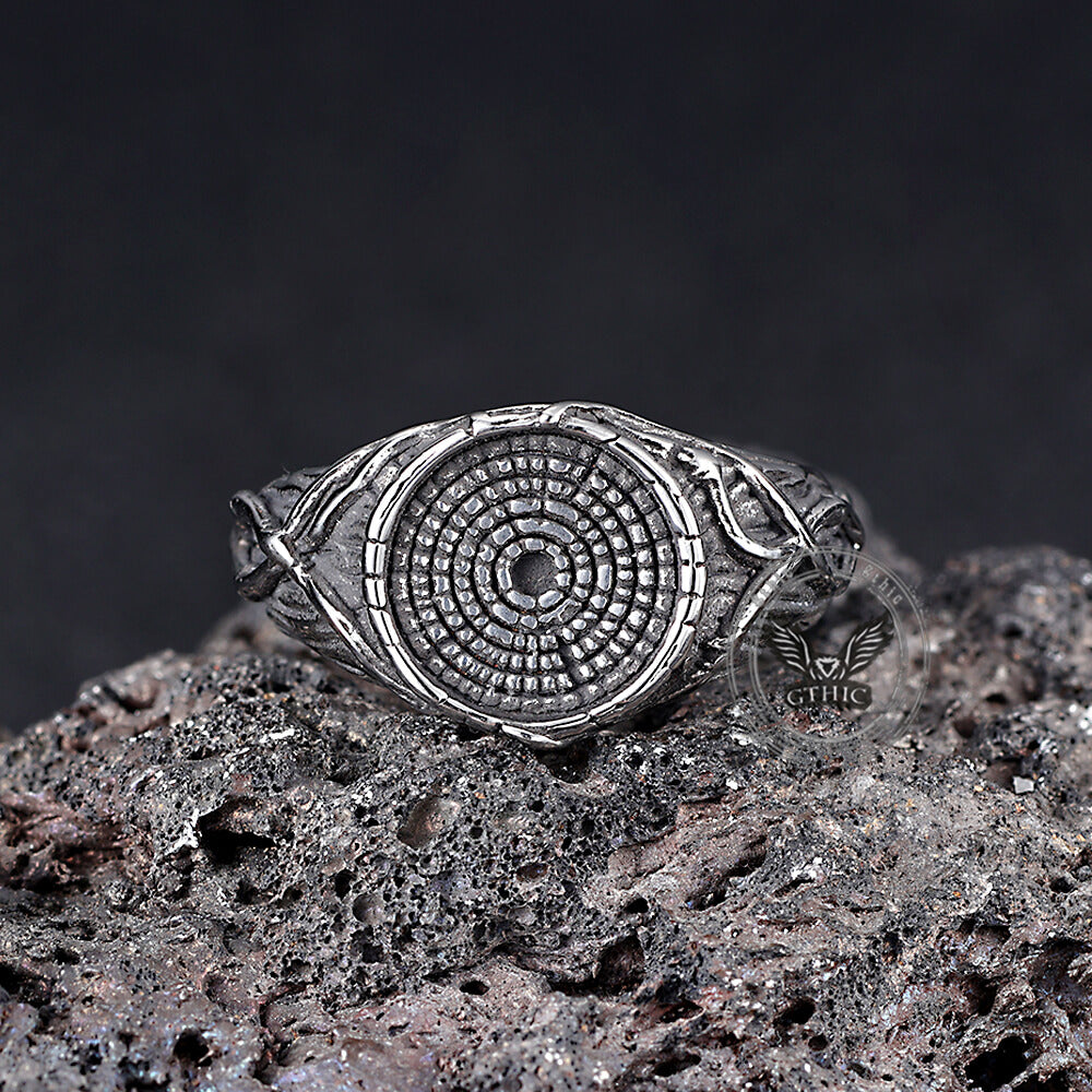 Vintage Textured Tree Stump Stainless Steel Ring