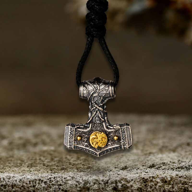 Colgante vikingo de plata de ley con martillo de Thor nórdico