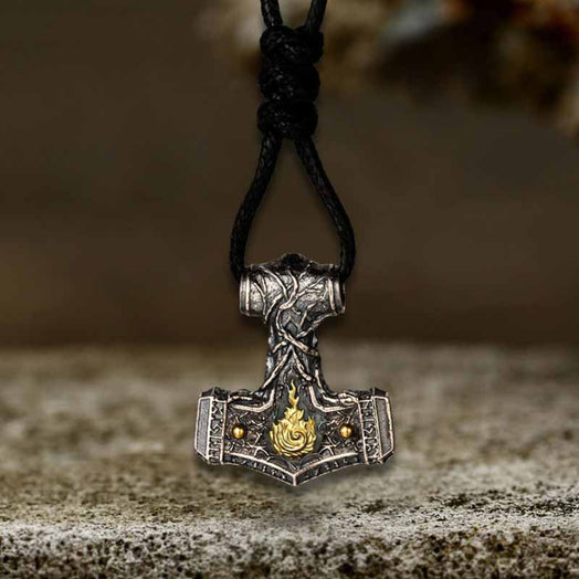 Vintage Thor's Hammer Sterling Silver Viking Pendant
