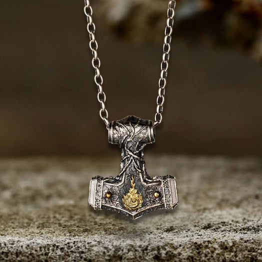 Vintage Thor's Hammer Sterling Silver Viking Pendant