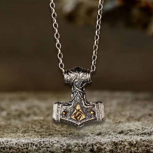 Vintage Thor's Hammer Sterling Silver Viking Pendant