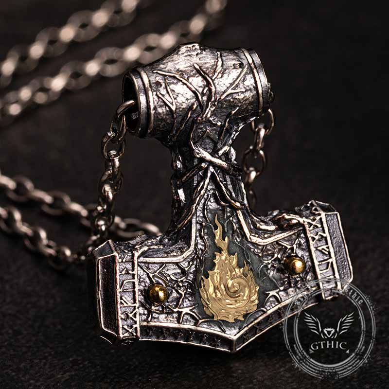 Colgante vikingo de plata de ley con martillo de Thor nórdico