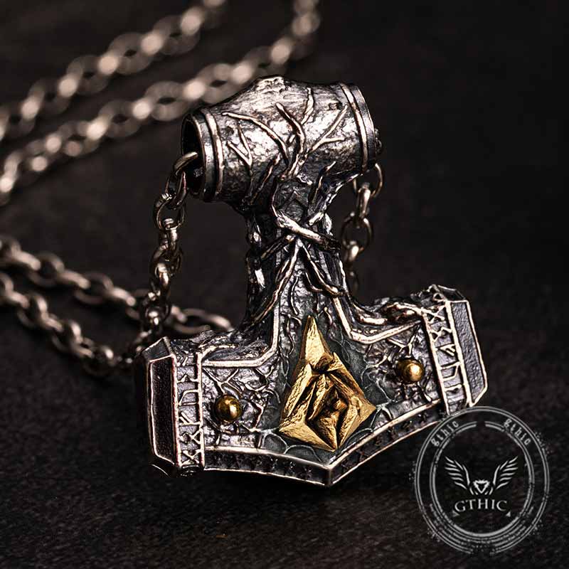 Colgante vikingo de plata de ley con martillo de Thor nórdico