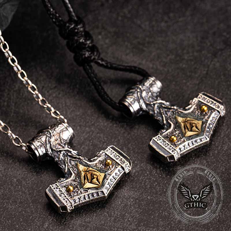 Colgante vikingo de plata de ley con martillo de Thor nórdico