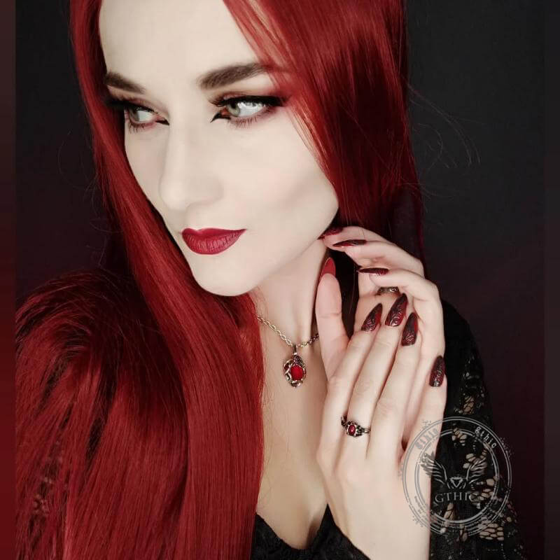 Vintage Thorn Rose Gemstone Stainless Steel Pendant