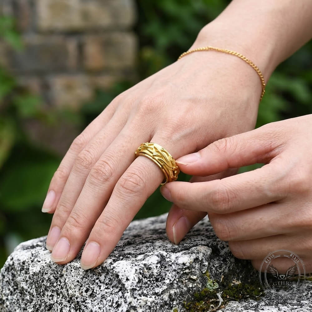 Vintage Thorn Vine Stainless Steel Spinner Ring | Gthic.com