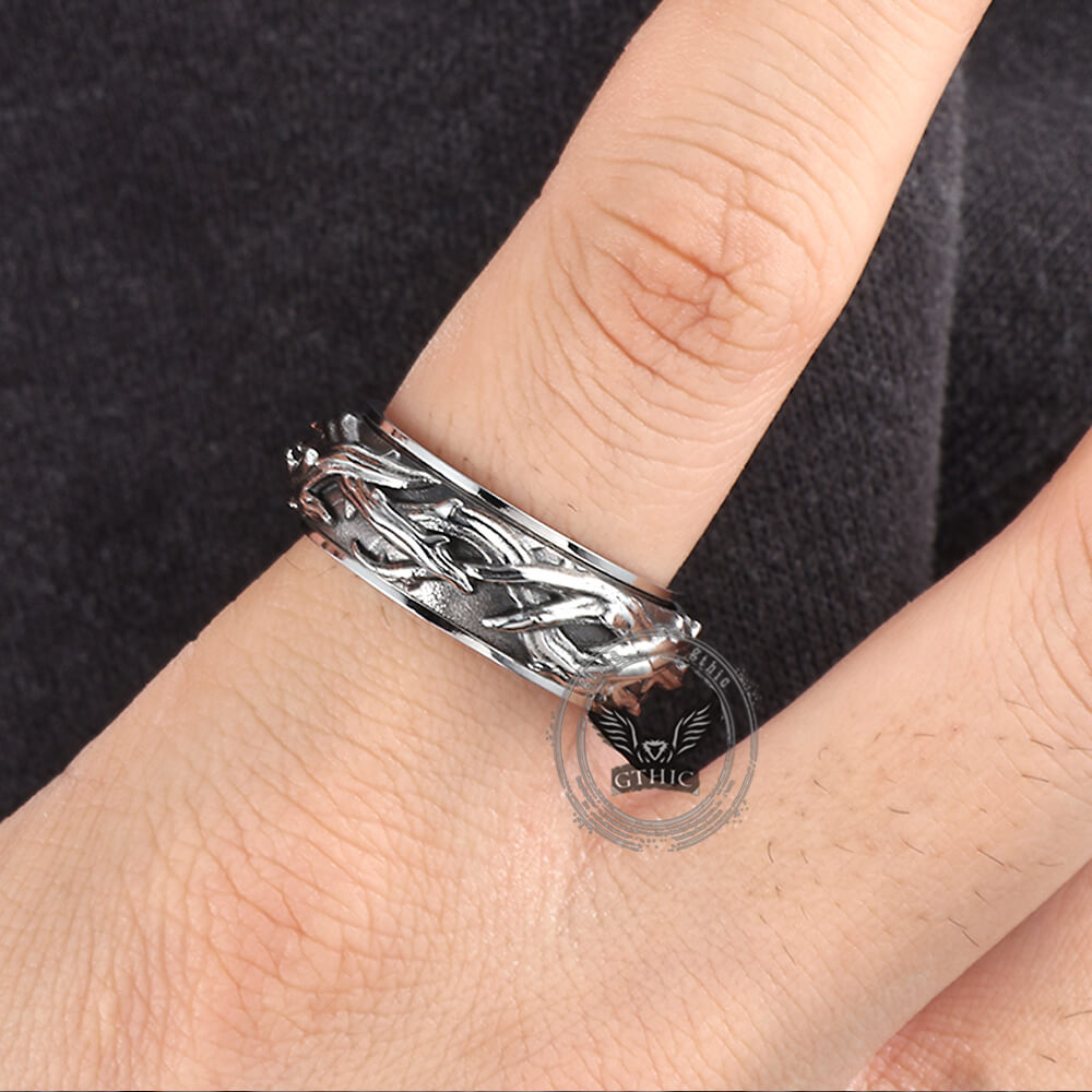 Vintage Thorn Vine Stainless Steel Spinner Ring
