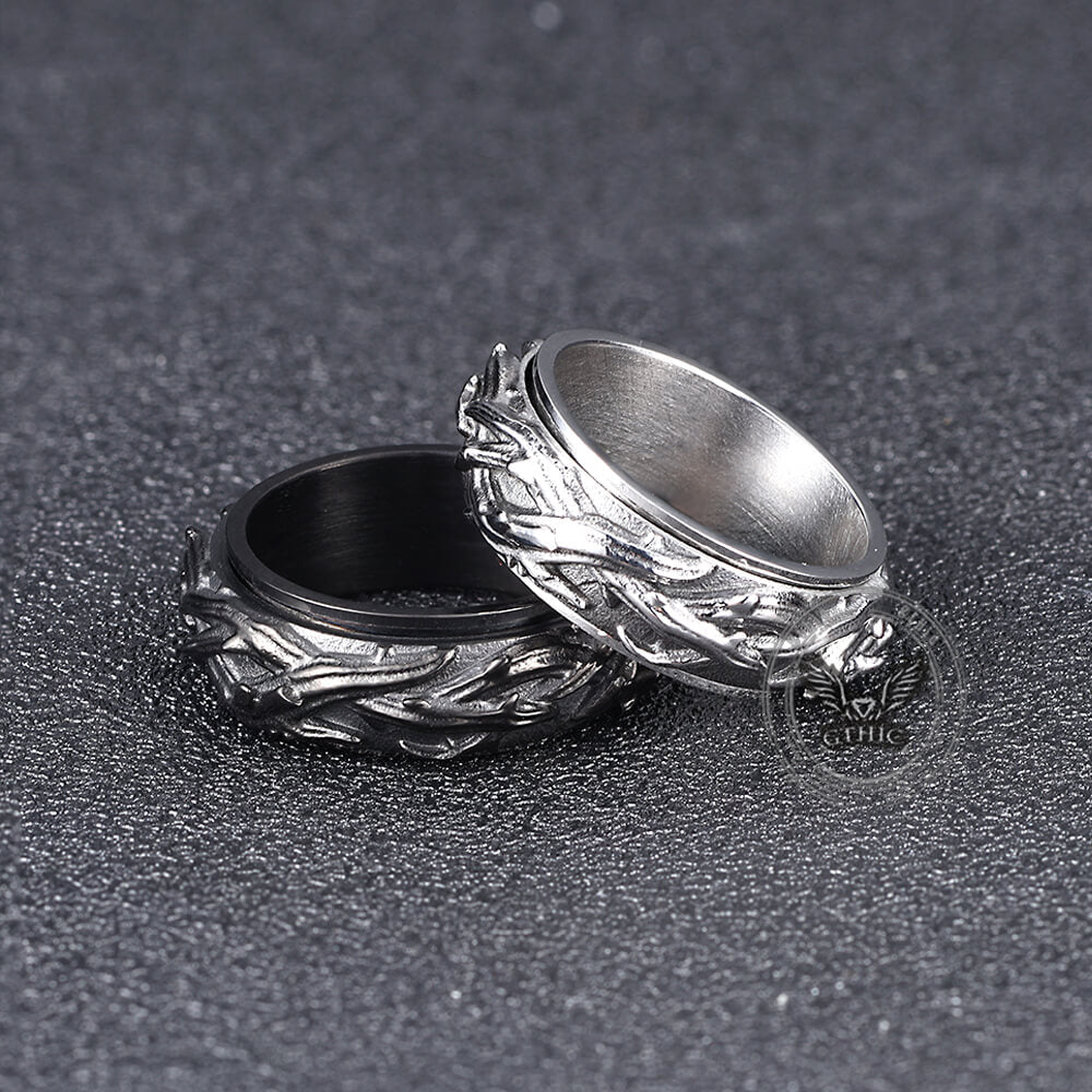 Vintage Thorn Vine Stainless Steel Spinner Ring