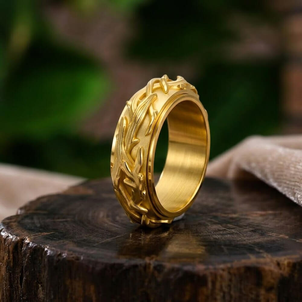 Vintage Thorn Vine Stainless Steel Spinner Ring