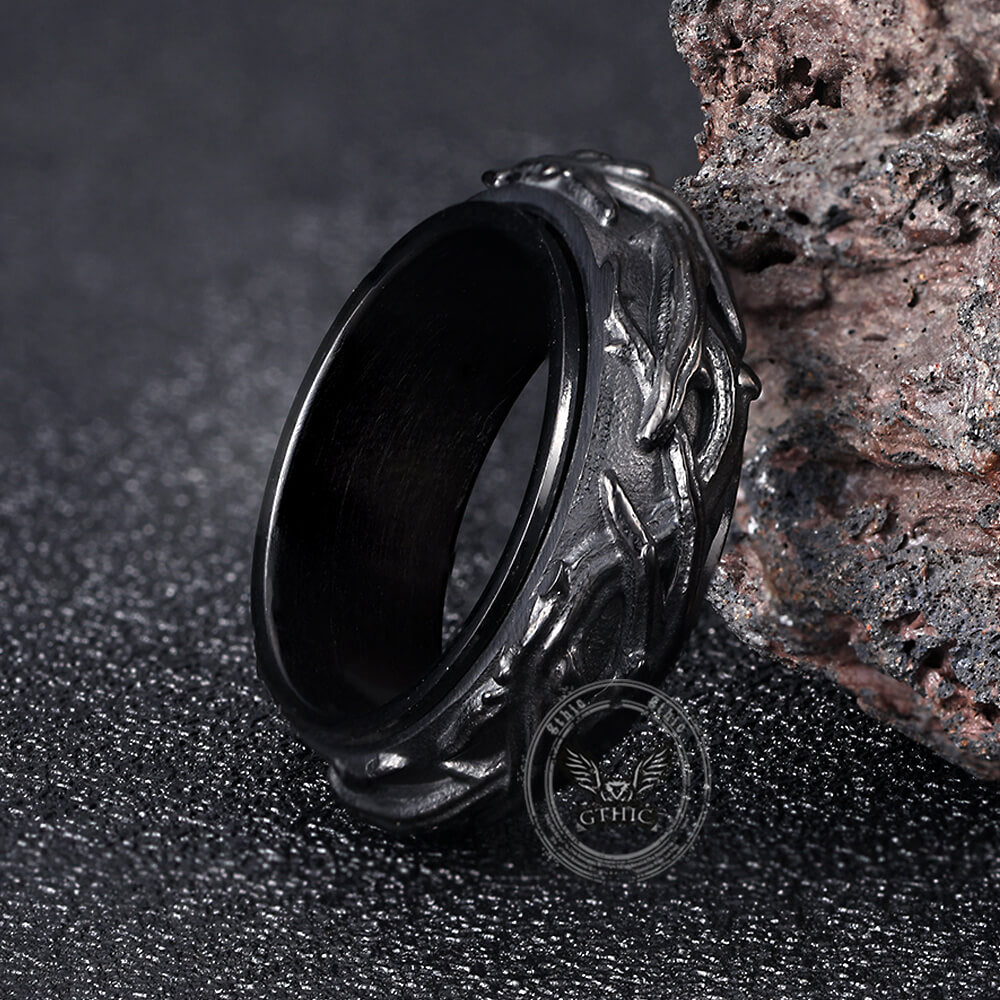 Vintage Thorn Vine Stainless Steel Spinner Ring