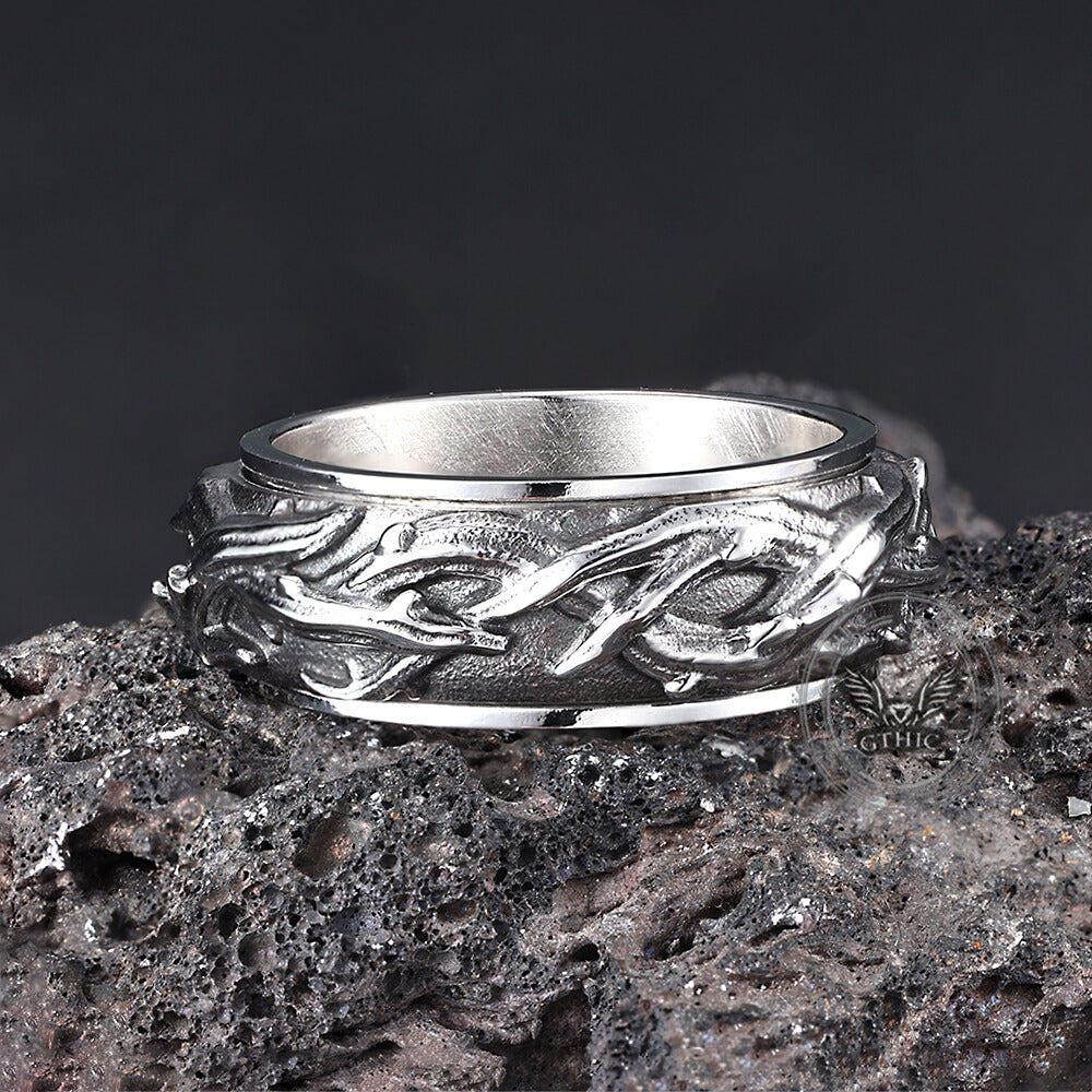 Vintage Thorn Vine Stainless Steel Spinner Ring