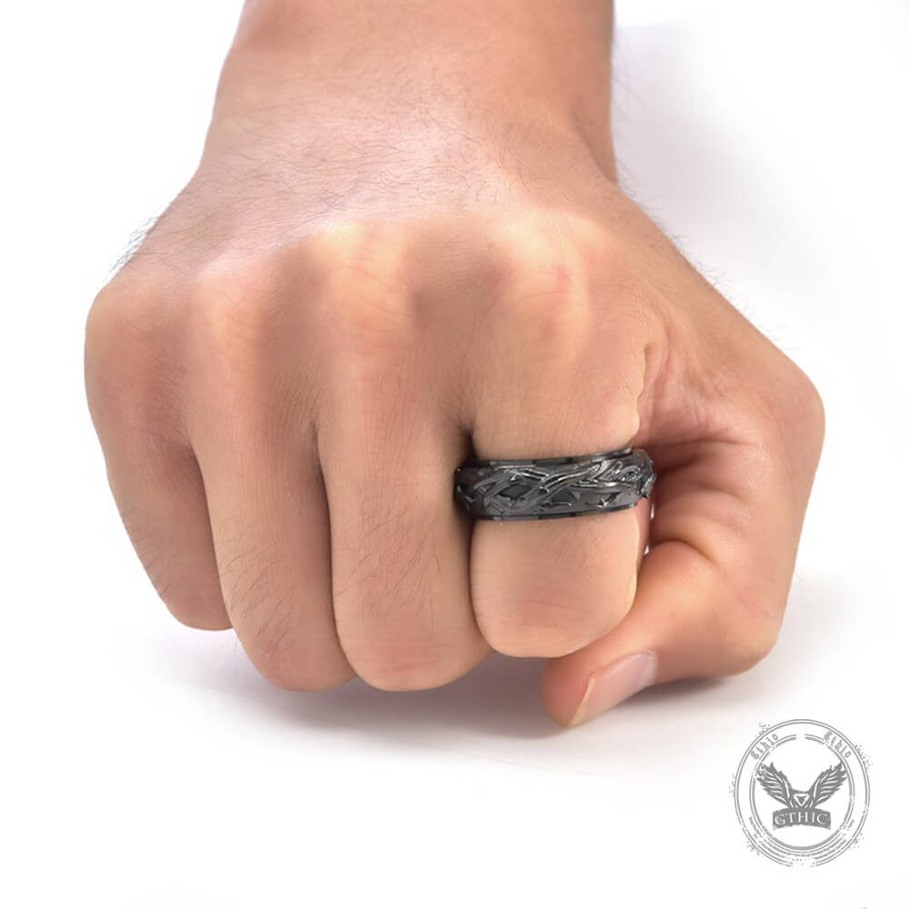 Vintage Thorn Vine Stainless Steel Spinner Ring | Gthic.com