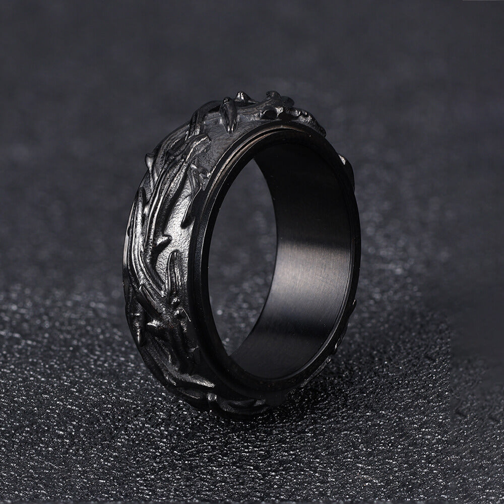 Vintage Thorn Vine Stainless Steel Spinner Ring