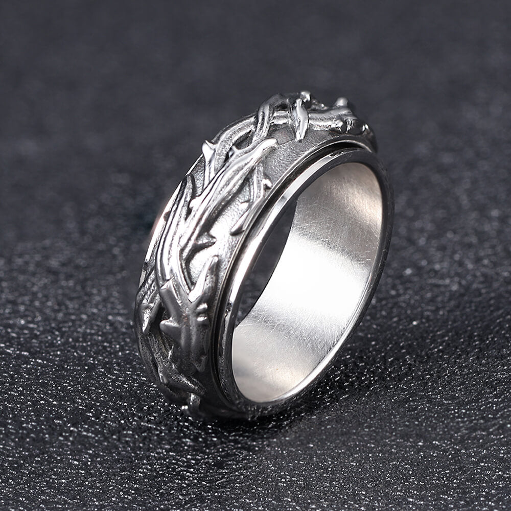 Vintage Thorn Vine Stainless Steel Spinner Ring