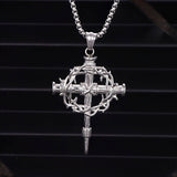 Vintage Thorn Wreath Stainless Steel Cross Pendant