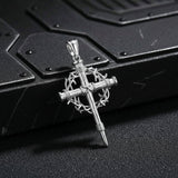 Vintage Thorn Wreath Stainless Steel Cross Pendant | Gthic.com