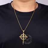 Vintage Thorn Wreath Stainless Steel Cross Pendant | Gthic.com