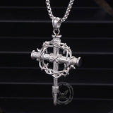 Vintage Thorn Wreath Stainless Steel Cross Pendant