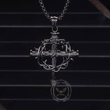 Vintage Thorn Wreath Stainless Steel Cross Pendant