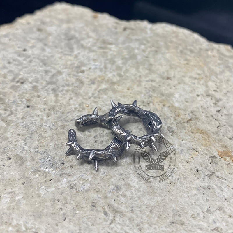 Vintage Thorns Stainless Steel Ear Clips 04 | Gthic.com