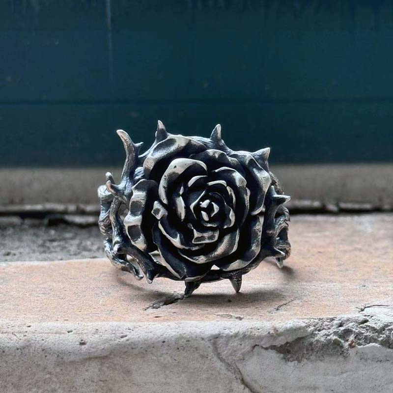 Vintage Thorns Vine Rose Sterling Silver Ring
