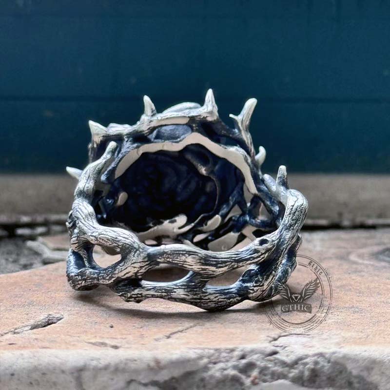 Vintage Thorns Vine Rose Sterling Silver Ring