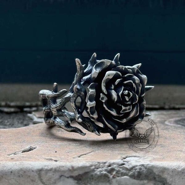 Vintage Thorns Vine Rose Sterling Silver Ring