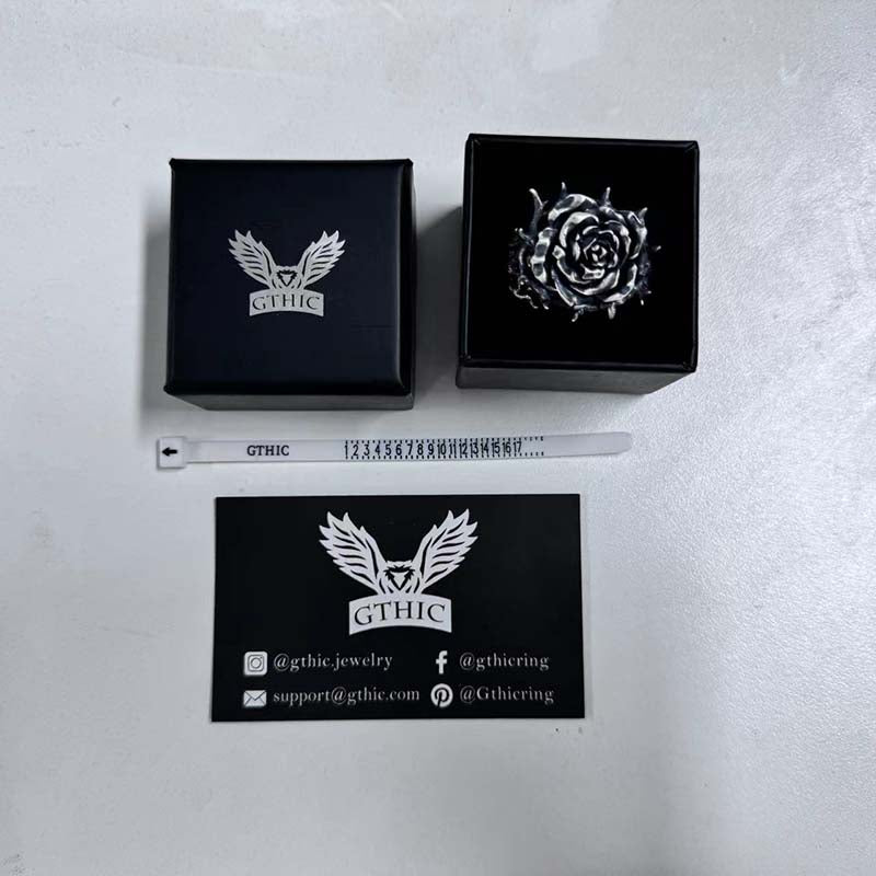 Vintage Thorns Vine Rose Sterling Silver Ring