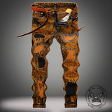 Vintage Tie-Dye Distressed Biker Straight Jeans | Gthic.com