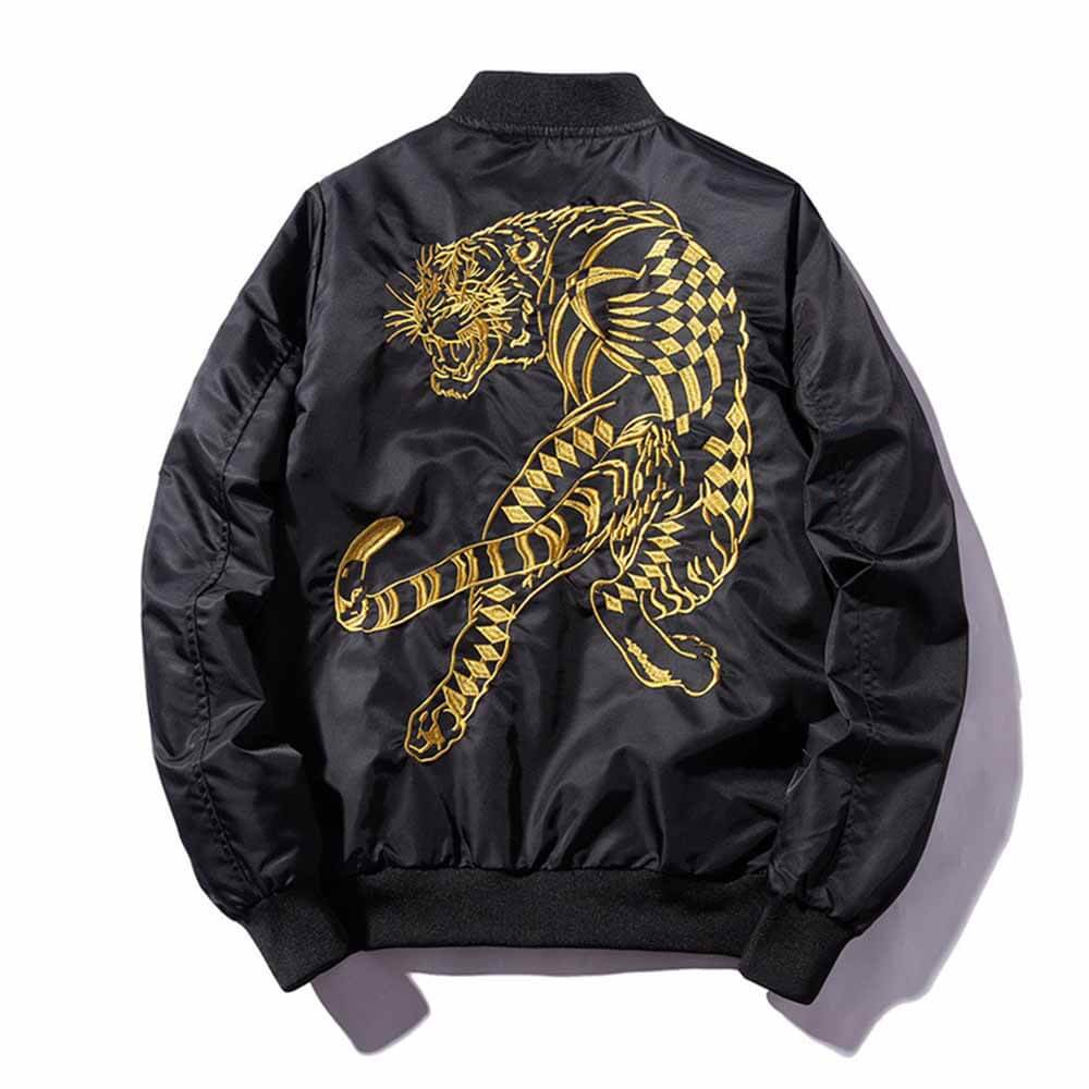 Vintage Tiger Embroidered Baseball Jacket | Gthic.com