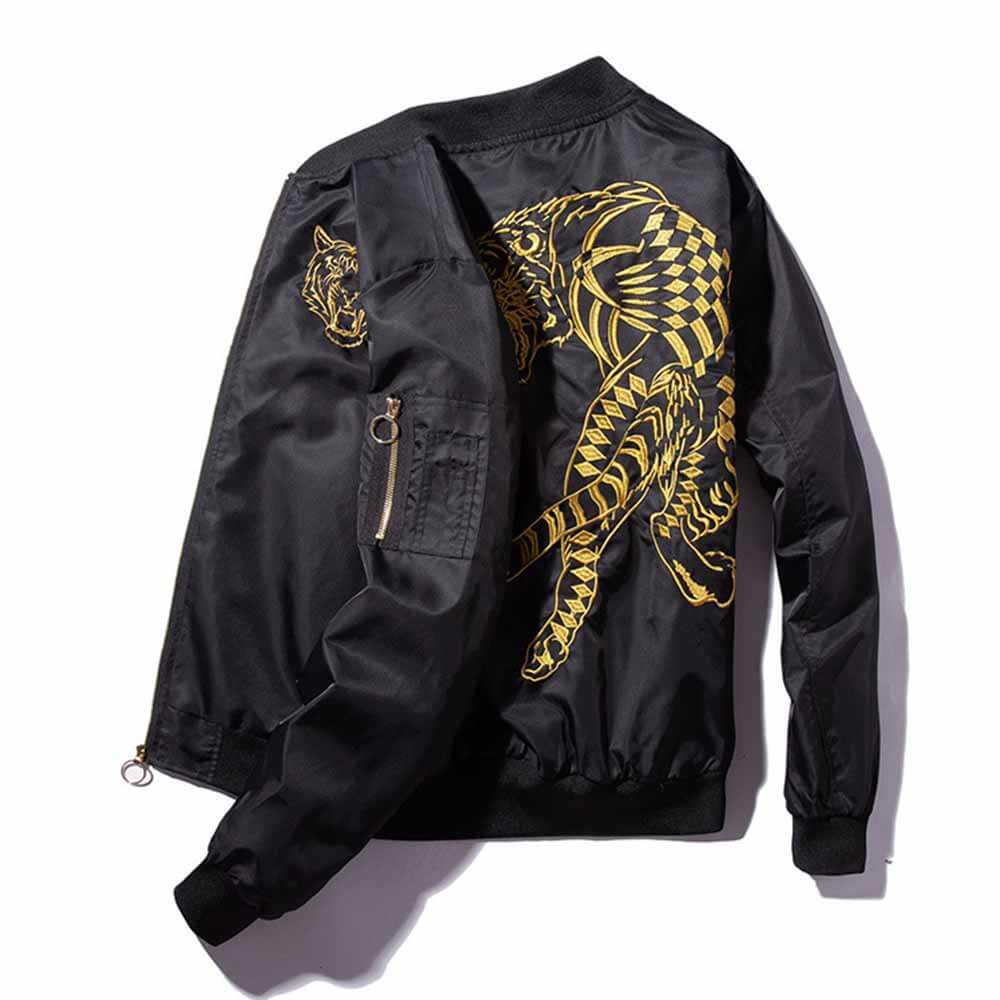 Vintage Tiger Embroidered Baseball Jacket | Gthic.com