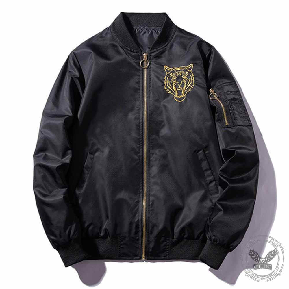 Vintage Tiger Embroidered Baseball Jacket | Gthic.com