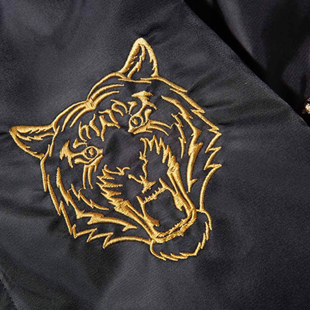 Vintage Tiger Embroidered Baseball Jacket | Gthic.com