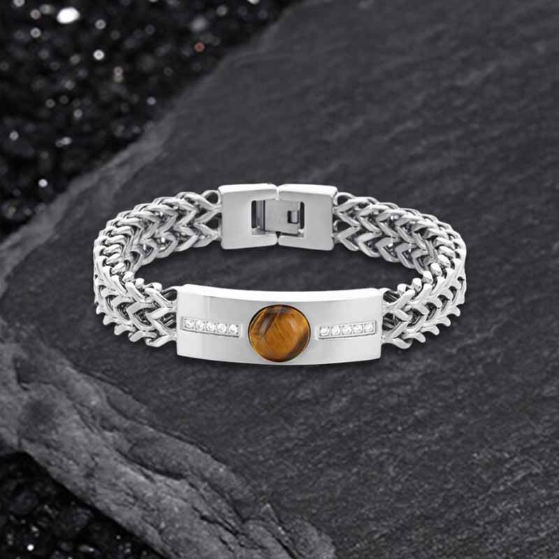 Bracciale con perline da uomo in acciaio inossidabile con teschio incrociato