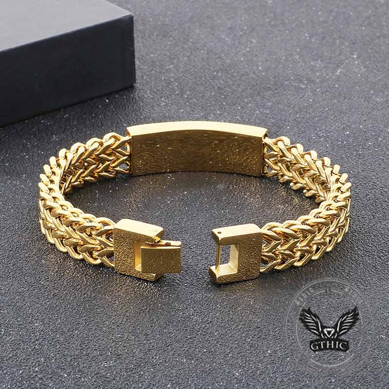 Bracciale con perline da uomo in acciaio inossidabile con teschio incrociato