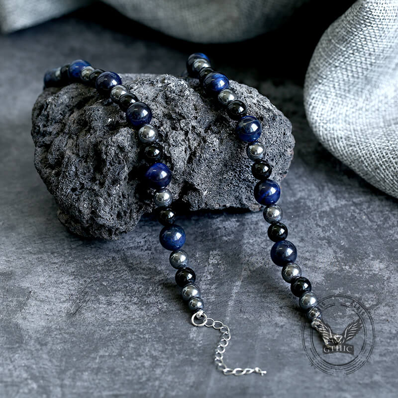 Vintage Tiger Eye Stone Men’s Bead Necklace