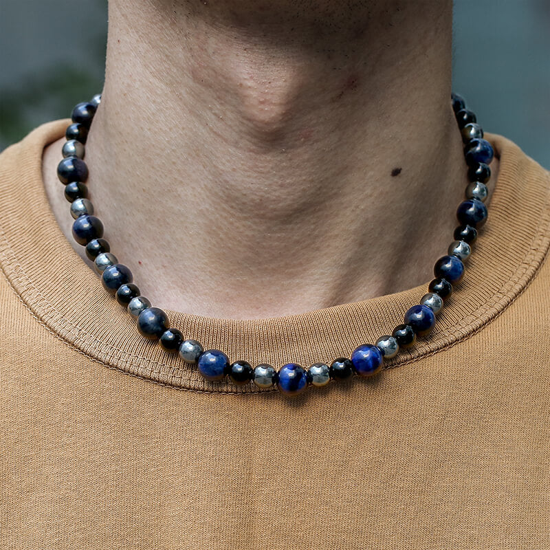 Vintage Tiger Eye Stone Men’s Bead Necklace