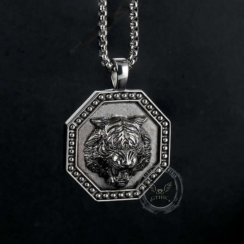 Vintage Tiger Head Stainless Steel Pendant