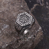 Vintage Tree of Life Vegvisir Rune Stainless Steel Viking Ring
