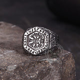 Vintage Tree of Life Vegvisir Rune Stainless Steel Viking Ring