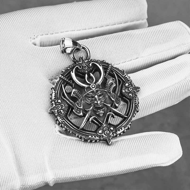 Vintage Turntable Samurai Demon Stainless Steel Pendant