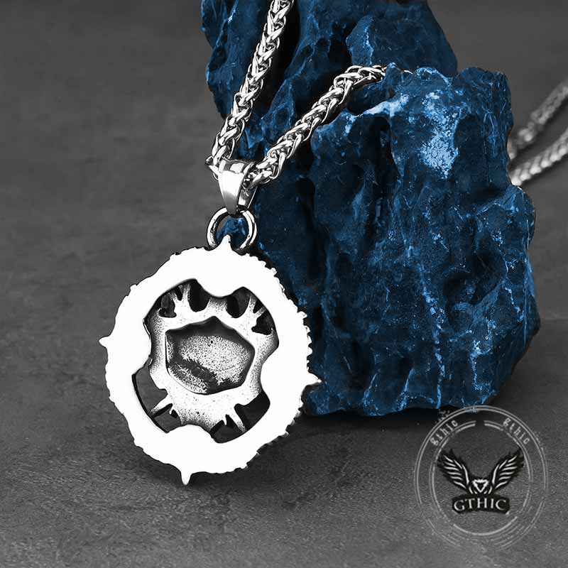 Vintage Turntable Samurai Demon Stainless Steel Pendant