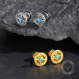 Vintage Turquoise Compass Stainless Steel Earrings