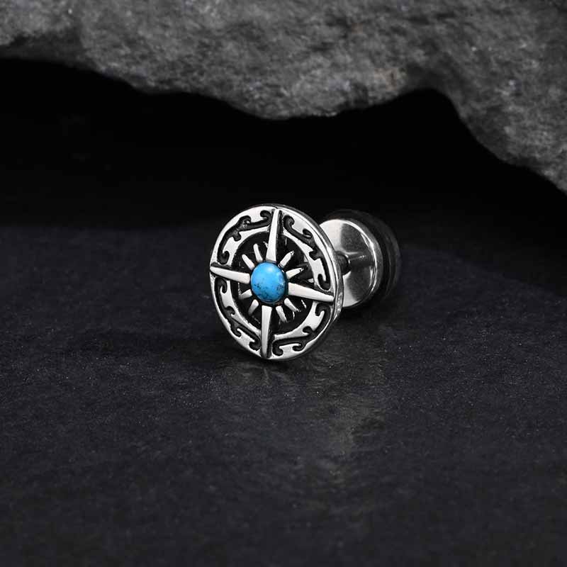 Vintage Turquoise Compass Stainless Steel Earrings