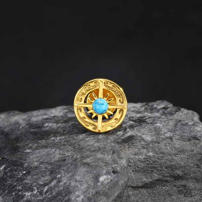 Vintage Turquoise Compass Stainless Steel Earrings